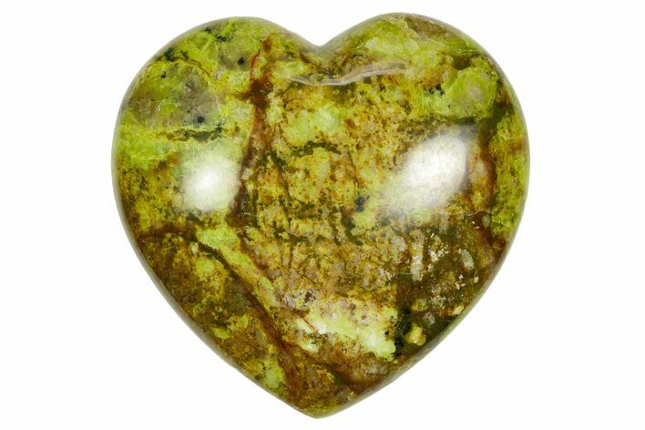 Polished Green Pistachio Opal Heart - Madagascar #361584